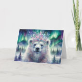 Majestic Polar Beer & Crown Inspirerend Kerstmis Feestdagen Kaart (Voorkant)