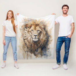 Majestic Portret Leeuw Fleece Deken