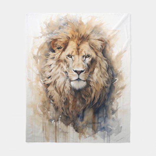 Majestic Portret Leeuw Fleece Deken (Voorkant)