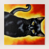 Majestic Portret van een Imposante Zwarte Kat Legpuzzel (Horizontaal)