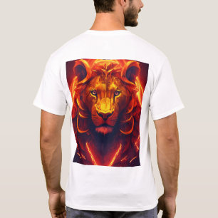 Majestic Precision: Geometrische leeuwenembleem T-shirt