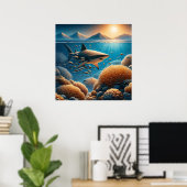 Majestic Predator: Haaien Ocean Dance Poster (Thuiskantoor)