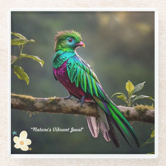 "Majestic Quetzal" Glazen Onderzetter (Voorkant)