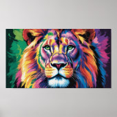Majestic Rainbow Lion - Abstract Wildlife Portret Poster (Voorkant)