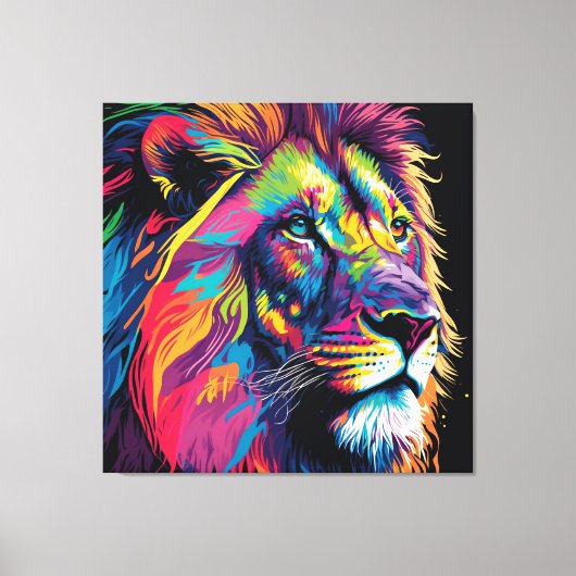 Majestic Rainbow Lion Canvas Afdruk (Voorkant)