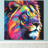 Majestic Rainbow Lion Canvas Afdruk (Insitu (Houten vloer))