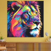 Majestic Rainbow Lion Canvas Afdruk (Insitu (Woonkamer))