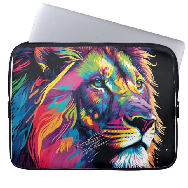 Majestic Rainbow Lion Laptop Sleeve (Voorkant)