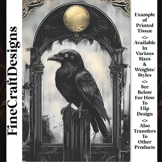 Majestic Raven,  Gotische Boog BR1 Decoupage Tissuepapier