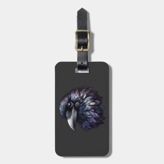 Majestic Raven Portret - raaf, vogel, wild Bagagelabel (Voorkant verticaal)