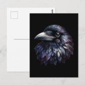 Majestic Raven Portret - raaf, vogel, wild Briefkaart (Voorkant / Achterkant)