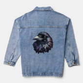 Majestic Raven Portret - raaf, vogel, wild Denim Jacket (Achterkant)