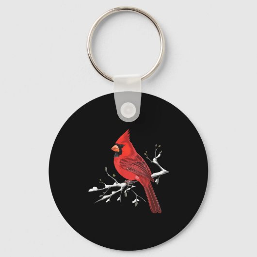 Majestic Red Cardinal Birdwatching Birdwatcher Bir Sleutelhanger (Voorkant)