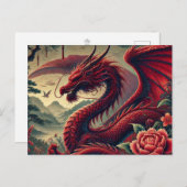 Majestic Red Dragon Briefkaart – Fantasy Art (Voorkant / Achterkant)