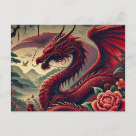 Majestic Red Dragon Briefkaart – Fantasy Art
