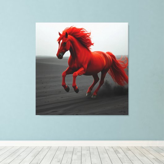Majestic Red Horse Running Canvas Afdruk (Insitu (Houten vloer))