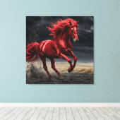 Majestic Red Horse Running Canvas Afdruk (Insitu (Houten vloer))