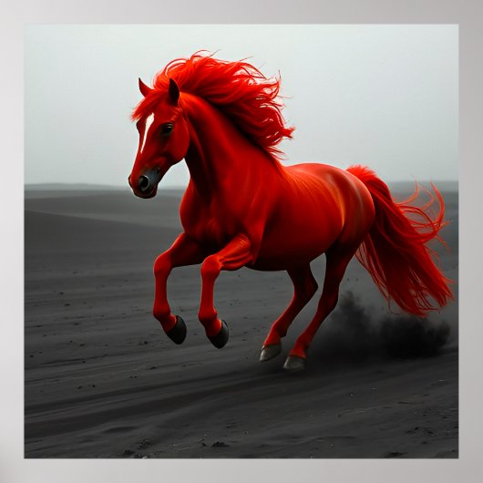 Majestic Red Horse Running Poster (Voorkant)