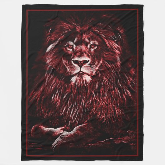 Majestic Red Lion Fleece Deken (Voorkant)