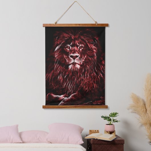 Majestic Red Lion Hangend Wandkleed (Slaapkamer)
