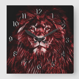 Majestic Red Lion Vierkante Klok