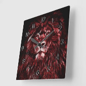 Majestic Red Lion Vierkante Klok (Hoek)