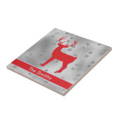 Majestic Red Reindeer Buck en Silver Stars Tegeltje (Zijkant)