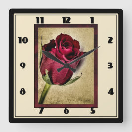 Majestic Red Roses on Brownish Background Vierkante Klok