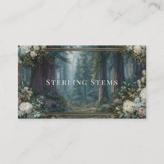 Majestic Redwood Forest Floral Lijst Visitekaartje (Voorkant)