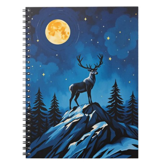 Majestic Reindeer by Moonlight Notebook Notitieboek (Voorkant)
