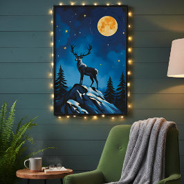 Majestic Reindeer by Moonlight Poster