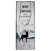 Majestic Reindeer Grey Waterverf Merry Kerstmis Wijn Cadeautas (Achterkant)