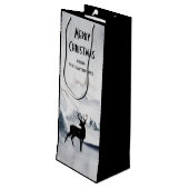 Majestic Reindeer Grey Waterverf Merry Kerstmis Wijn Cadeautas (Achterkant Gekanteld)