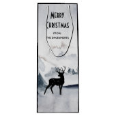 Majestic Reindeer Grey Waterverf Merry Kerstmis Wijn Cadeautas (Voorkant)