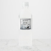 Majestic Rendier Grijs Waterverf Bruiloft Waterfles Etiket (Voorkant)