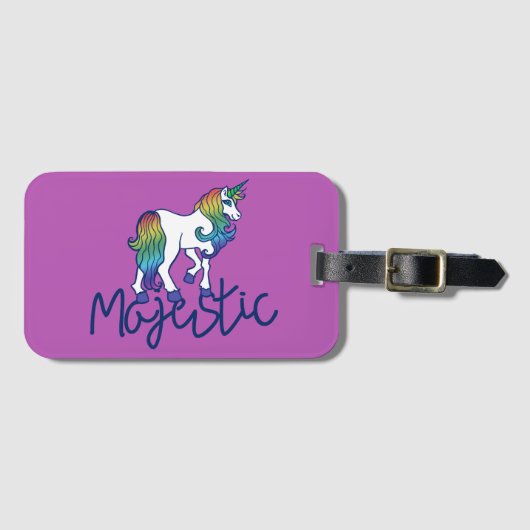 Majestic Retro Rainbow Unicorn Bagagelabel (Voorkant (horizontaal))
