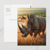Majestic Rhino Zwerven door de weiden Briefkaart (Voorkant / Achterkant)