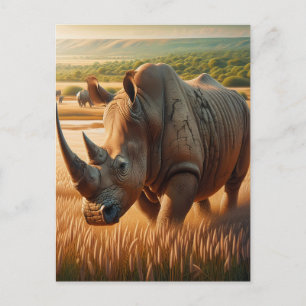 Majestic Rhino Zwerven door de weiden Briefkaart