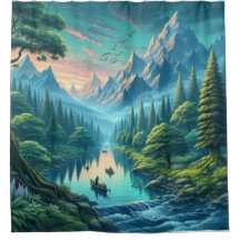 Majestic River in Natuur Douchegordijn