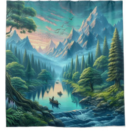 Majestic River in Natuur Douchegordijn