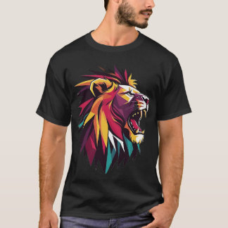 Majestic Roar: Artistic Lion T-shirt" T-shirt