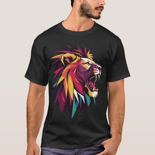 Majestic Roar: Artistic Lion T-shirt" T-shirt (Voorkant)