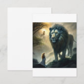 Majestic Roar: Leeuw en Guardian-thema uitnodiging (Voorkant / Achterkant)