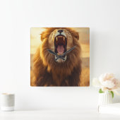 Majestic Roaring Lion Poster Vierkante Klok (Huis)