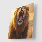Majestic Roaring Lion Poster Vierkante Klok (Hoek)