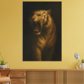 Majestic Roaring White Tiger – Fine Art Canvas Afdruk (Insitu (Woonkamer))