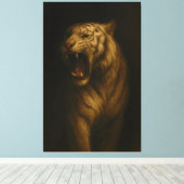 Majestic Roaring White Tiger – Fine Art Canvas Afdruk (Insitu (Houten vloer))