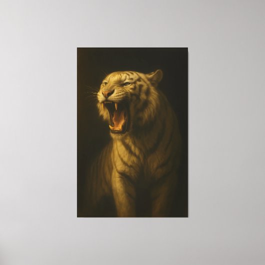 Majestic Roaring White Tiger – Fine Art Premium Ca Canvas Afdruk (Voorkant)