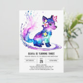 Majestic roze wolf digitale meisje verjaardag kaart (Staand voorkant)