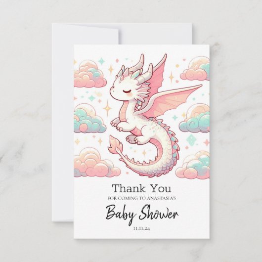 Majestic Schattig Dragon Baby shower Bedankkaart (Voorkant)